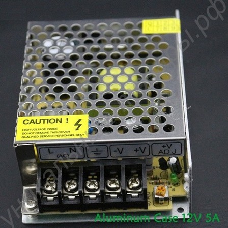 Блок питания для LED, 12В, 5А, 60ВТ, пластик, вес 350г.